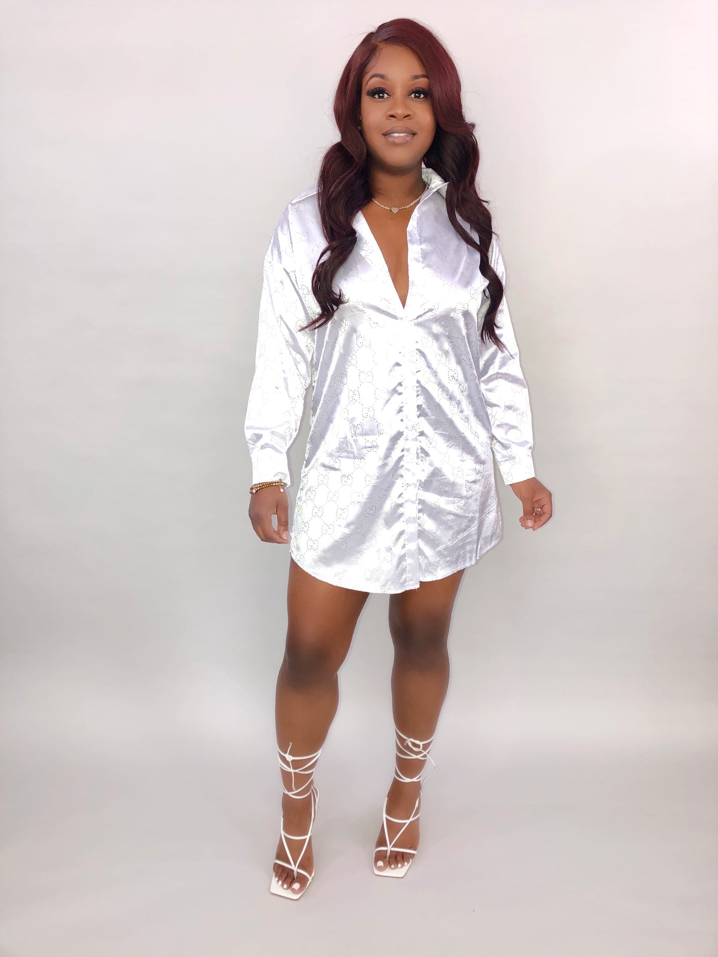 Double G Shirt Dress (White)