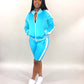 Cold Shoulder Shorts Set (Aqua Blue)