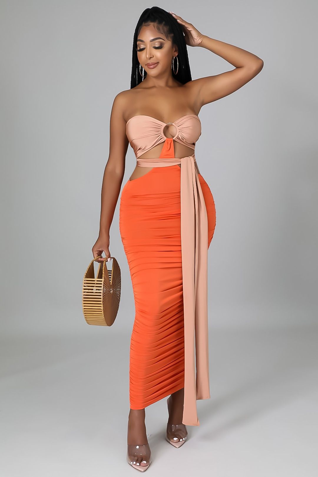 Monét Dress (Nude/Orange)